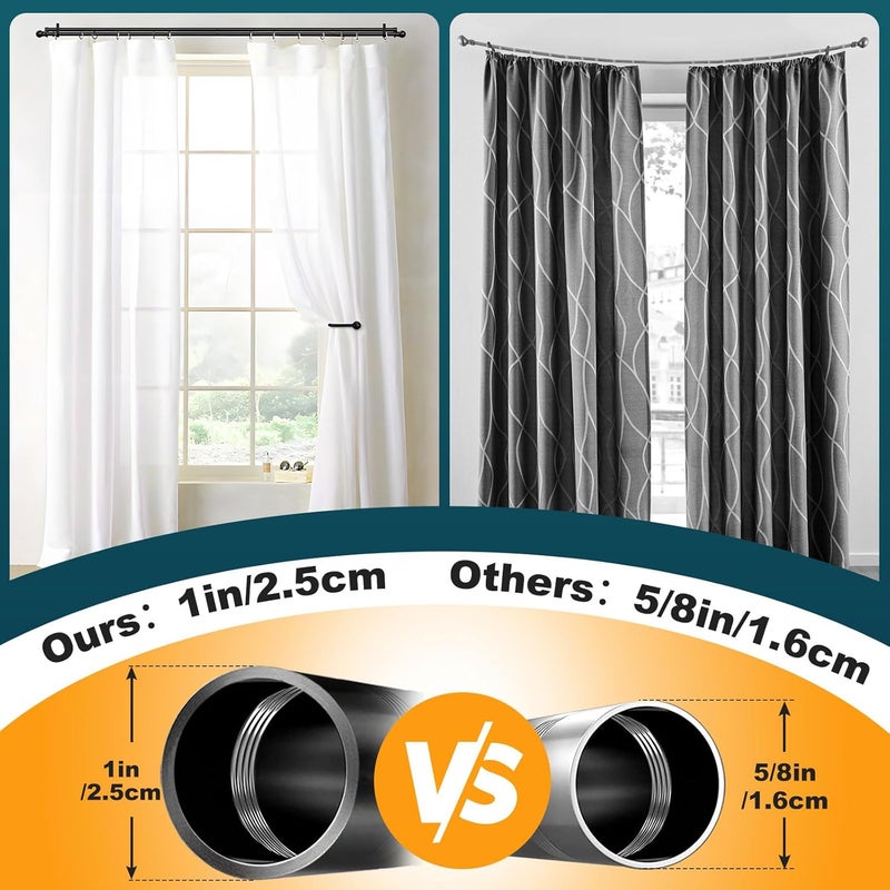 ABtool Black Double Curtain Rods for 30in-65in Windows with Brackets and Curtain Clip,1Inch Heavy Duty Dual Curtain Rod, Adjustable Decorative Curtain Rod for Window,Bathroom,Patio,Bedroom,Sliding Glass,Door - Image 3